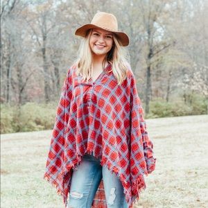 Plaid Longe Sleeve V-Neck Top